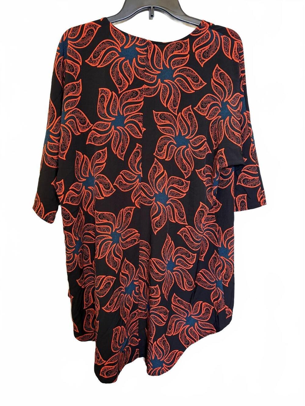 LuLaRoe Black and Orange Floral Patterned Tunic Cardigan Size Small